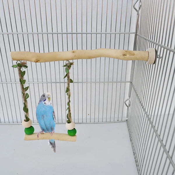 Wood Parrot Stand Pole Double Layer Swing Toy for Bird.